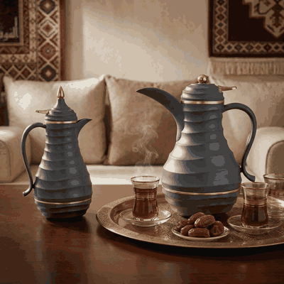 Al Saif Gallery Blanca thermos set, 1/0.75 liter, 2 pieces, thermal glass inner shell, plastic outer shell - dark gray product image 8