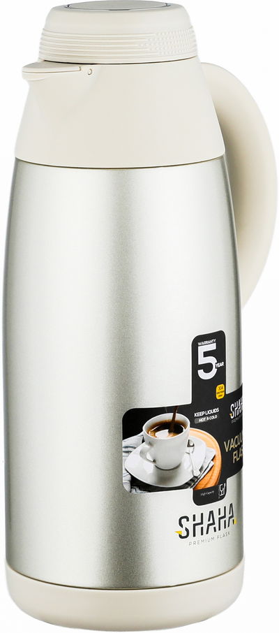 ترمس شاها، حافظة داخلية ستانلس ستيل1.1 لتر، ضغاط - فضي كريمي product image 3