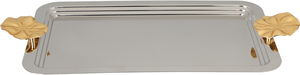 Al Saif Gallery stainless steel serving tray, 30x18.5x2 cm, rectangular, gold-silver handle product image