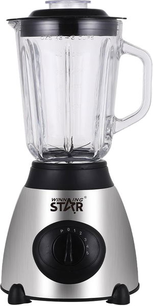 Winning Star ST-5572 Electric Blender, 1.5 Liter, 350 Watts, Multi-Speed - Silver Black product image