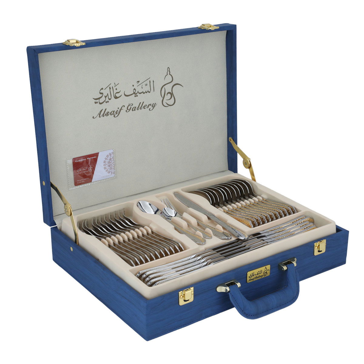 Al Saif Gallery steel spoon set, engraved, 72 pieces - silver product image