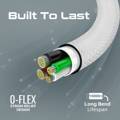 Promate Xcord-CC300 Silicone Power Cable, Type-C, 60W, 3m Length - White product image 4