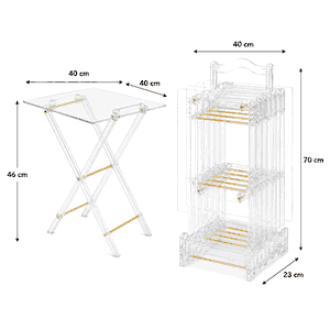طقم طاولات اكرايلك، 4 قطع - شفاف ذهبي product image 2