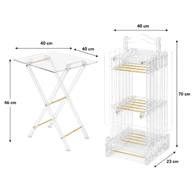 طقم طاولات اكرايلك، 4 قطع - شفاف ذهبي product image 2