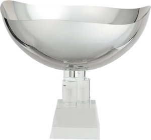 ستاند تقديم ستانلس استيل السيف غاليري، 20x20x17 سم، قاعدة مربع زجاج - فضي شفاف product image