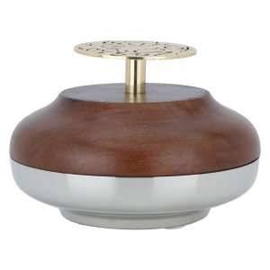 Al Saif Gallery Tamriya with steel lid, 17 x 17 x 8 cm, round, wooden lid - wooden silver product image
