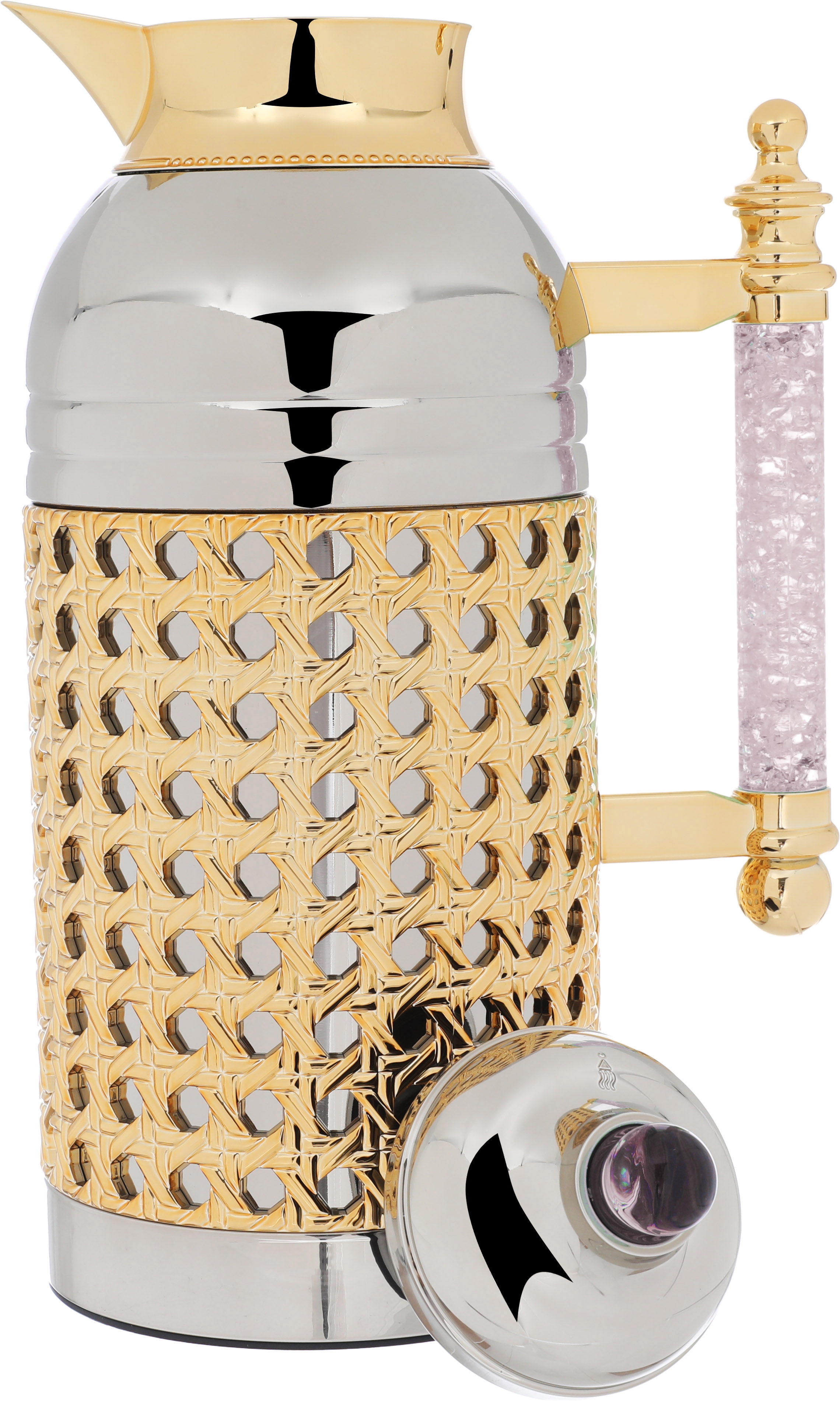 Al Saif Gallery Sarah thermos set, 1 liter, crystal handle, thermal glass inner case, steel outer case - silver product image 8