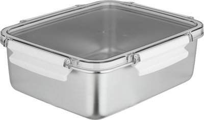 Elsahaah Stainless steel storage box, 23x19x8.5 cm, plastic lid, lock - transparent silver product image 2