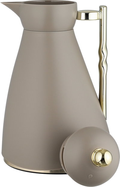 Noor Plastic Glory Thermos, 1 Liter, Glass Inner Container, Pump, Gold Handle - Cappuccino product image 5