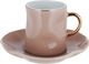 Al Saif Gallery porcelain coffee cup set, 12 pieces, gold-light brown line product image 2