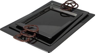 طقم صواني تقديم استيل الجهوري، 3 قطع - اسود لامع product image 2