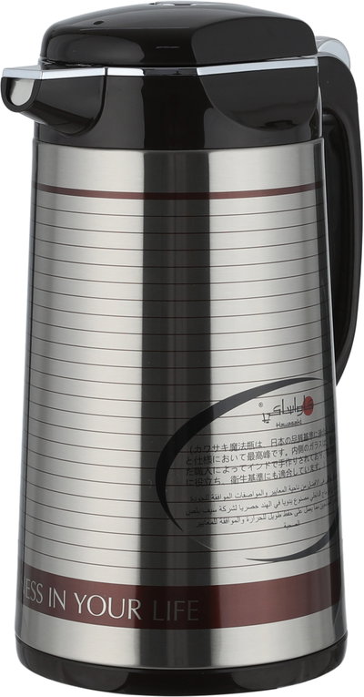Kawasaki Thermos, 1.9 L, Glass Inner Lining, Stainless Steel Exterior - Brown/Silver product image 4
