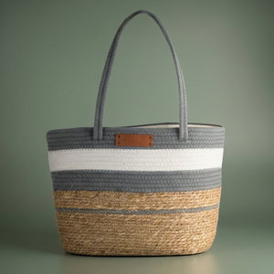 Al Saif Gallery Wicker Thermos Bag, 45x30 cm - Beige, White, Dark Gray product image