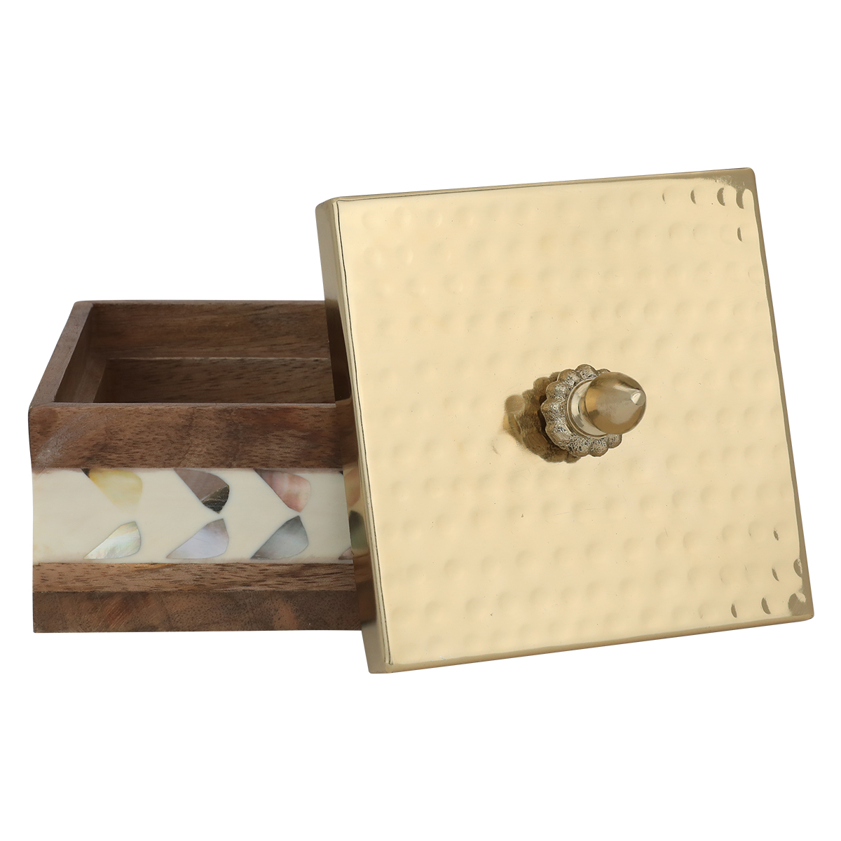 Al Ain Andalusia Wooden Storage Box with Lid, 13 x 13 x 6 cm, Square - Multi Color product image 3