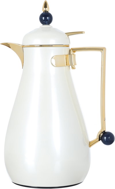Al Saif Gallery Crystal Thermos Set, 1/0.7 litre, tofaria, thermal glass inner container, steel outer shell - pearl gold product image 3