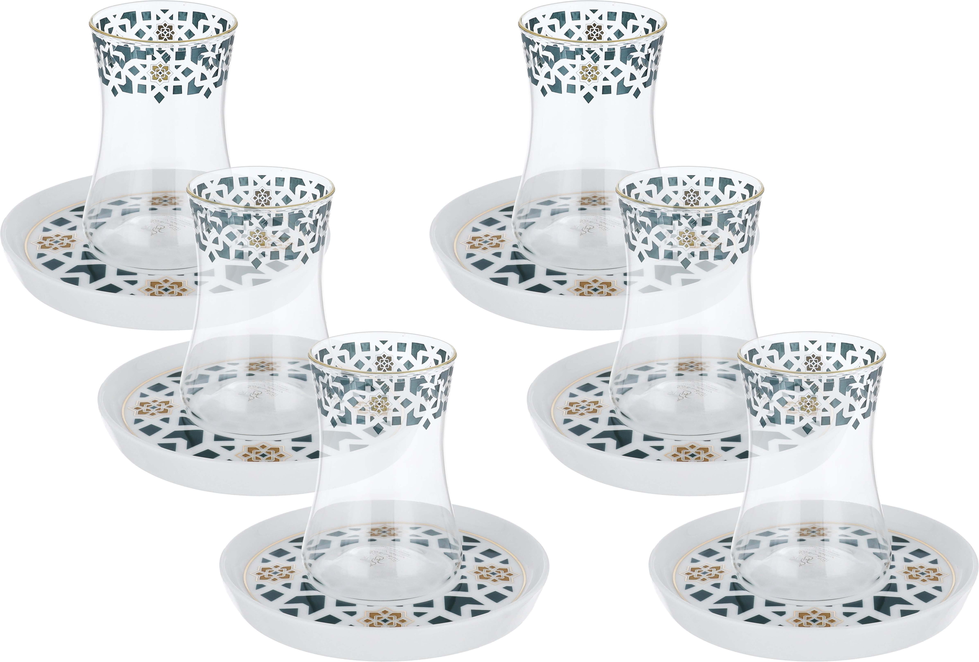Al Saif Gallery Istikana Set With Glass Plate, 12 Pieces - White product image