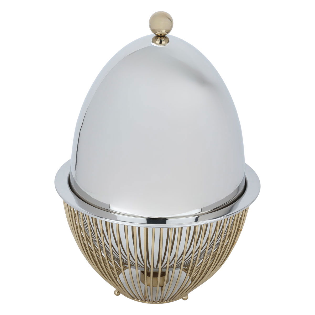 Al Saif Gallery Oval Food Heater with Copper Base, 24x24x37 cm - Silver product image 2