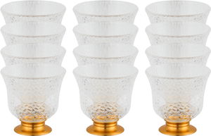 طقم فناجين قهوة عربي مع صحون زجاج امبير، 12 قطعة، 80 مل، قاعدة ذهبي - شفاف product image