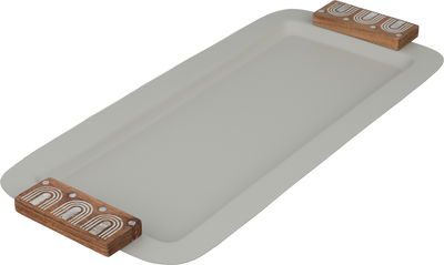 طوفرية تقديم ستانلس استيل السيف غاليري، 43x20x2 سم، مسكة يد خشب، مستطيل - رمادي خشبي product image 2