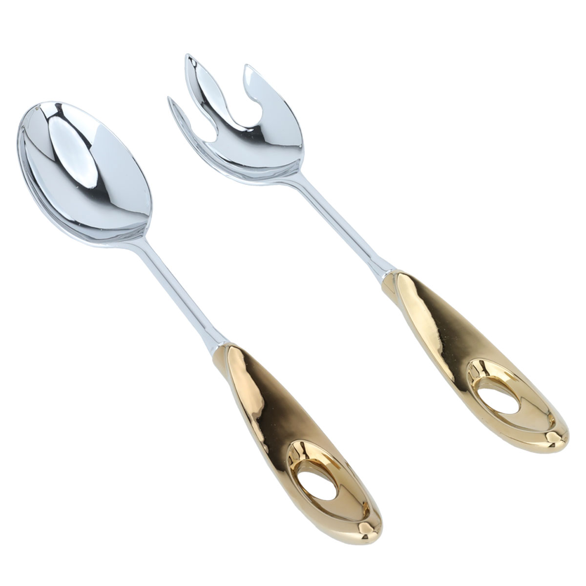 طقم وعاء تقديم سلطة استيل + زجاج السيف غاليري، 3 قطع، 3 لتر، دائري - فضي / ذهبي product image 5