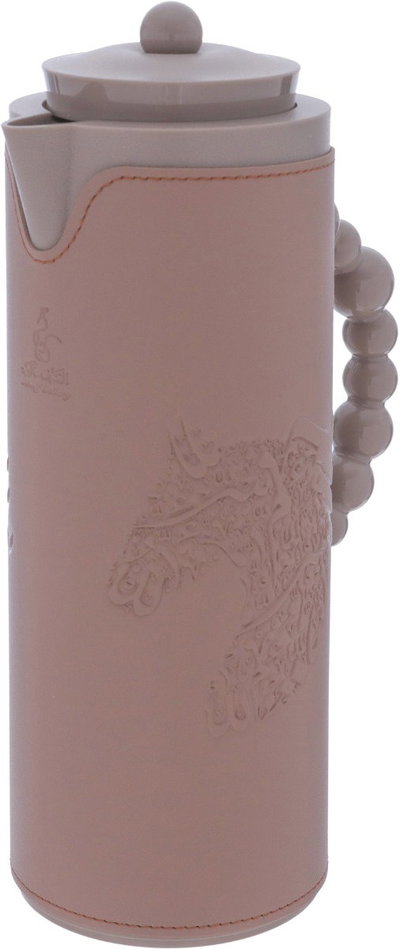 Al Saif Gallery Royal 7T thermos, 1 liter, leather covered, horse engraving, glass inner case, plastic outer case - Cappuccino product image 4