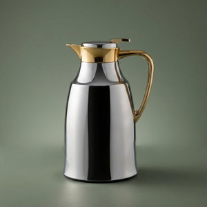 Al Saif Gallery Diriyah Thermos, 1.3 liters, thermal glass inner container, steel outer shell - silver gold product image