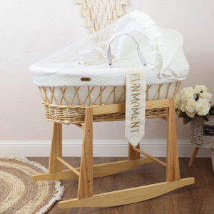 سرير موسى قطن فان مومنت، 76×42×76 سم، حامل خشب - ابيض product image