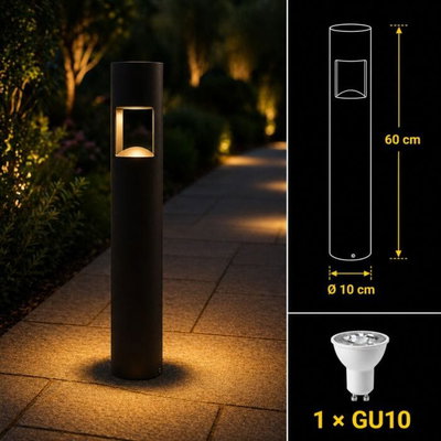 Norco Aluminum and Glass Garden Post, GU10 Base, 60x10 cm - Black product image 3