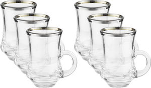 طقم بيالات شاي زجاج السيف غاليري، 100 مل، 6 قطع - شفاف product image