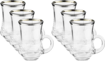 طقم بيالات شاي زجاج السيف غاليري، 100 مل، 6 قطع - شفاف product image 1