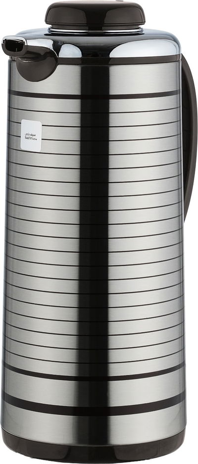 Al Saif Plus Kawasaki Thermos, 1 Liter, Glass Interior - Dark Brown Silver product image 3
