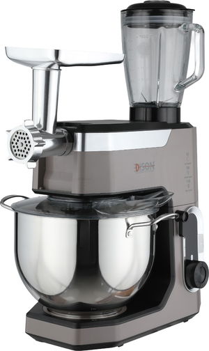 عجانة كهربائية 4×1 إديسون بروفيشنال، مفرمة، خلاط ومطحنة، 10 لتر، 2000 واط، 10 سرعات، CT-6529/GY - كابتشينو product image 2