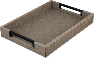 Al Saif Gallery Wooden Tray Set, 2 Pieces, Black Handle, Rectangular - Beige Black product image 2