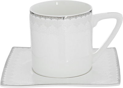 طقم سفرة بورسلان دانيا، 77 قطعة - ابيض فضي product image 16