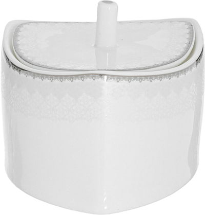 طقم سفرة بورسلان دانيا، 77 قطعة - ابيض فضي product image 4