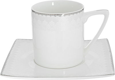 طقم سفرة بورسلان دانيا، 77 قطعة - ابيض فضي product image 8