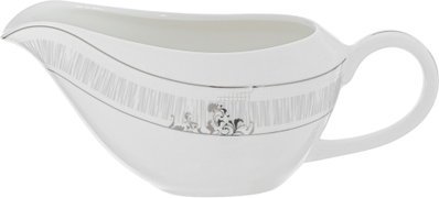طقم سفرة بورسلان دانية، 77 قطعة، مربع، نقش فضي - أبيض product image 3