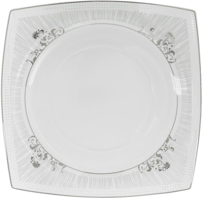 طقم سفرة بورسلان دانية، 77 قطعة، مربع، نقش فضي - أبيض product image 13
