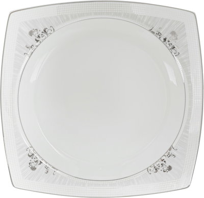 طقم سفرة بورسلان دانية، 77 قطعة، مربع، نقش فضي - أبيض product image 14