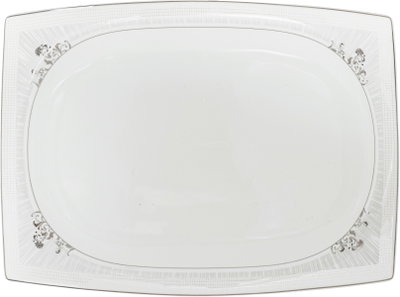 طقم سفرة بورسلان دانية، 77 قطعة، مربع، نقش فضي - أبيض product image 16