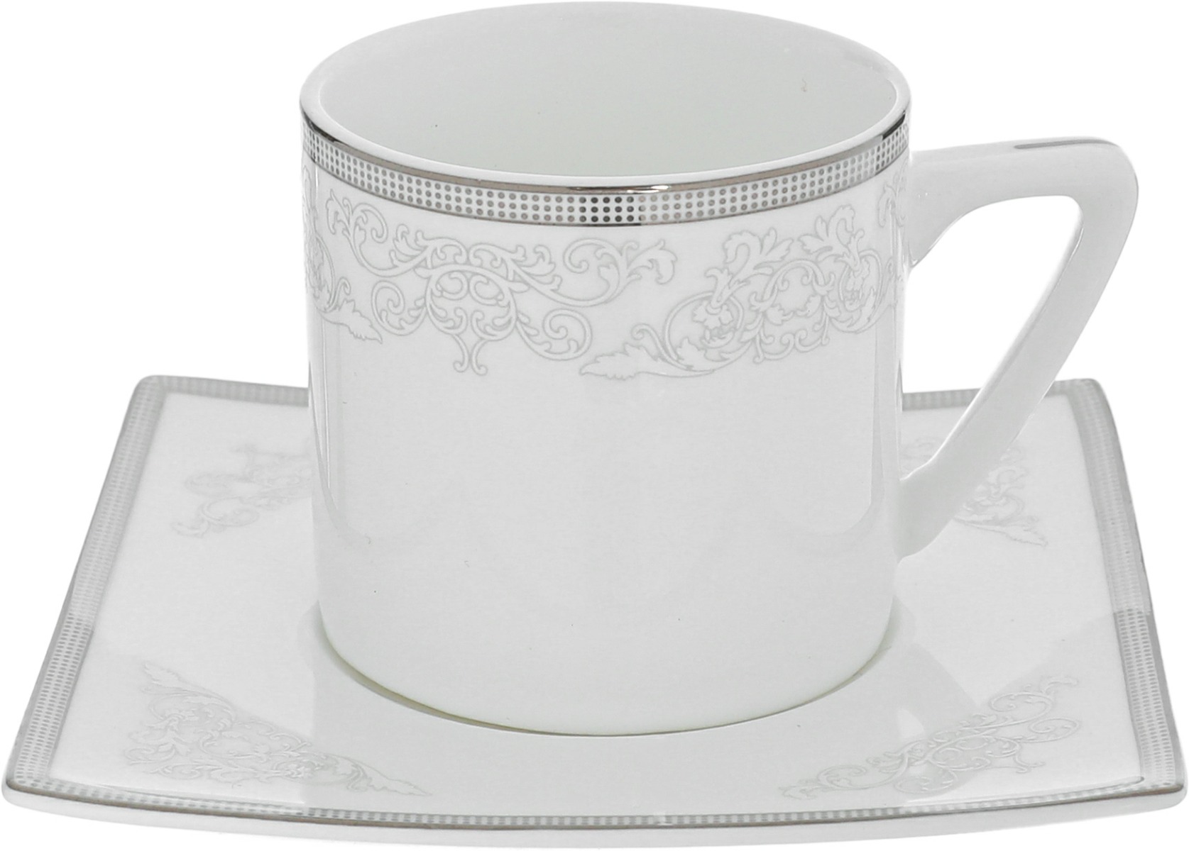 طقم سفرة بورسلان دانيا، 77 قطعة - ابيض فضي product image 3
