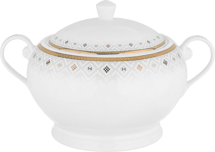 طقم سفرة بورسلان بحواف ذهبي السيف غاليري، 65 قطعة، دائري - أبيض product image 8