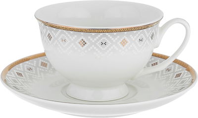 طقم سفرة بورسلان بحواف ذهبي السيف غاليري، 65 قطعة، دائري - أبيض product image 5