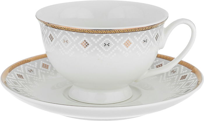 طقم سفرة بورسلان بحواف ذهبي السيف غاليري، 65 قطعة، دائري - أبيض product image 5