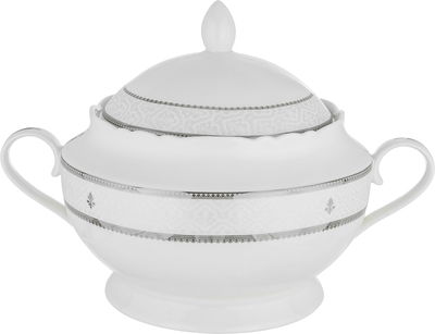 طقم سفرة بورسلان نقش رمادي السيف غاليري، 65 قطعة، دائري - أبيض product image 2