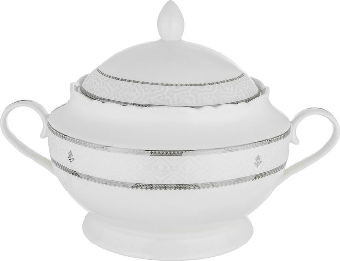 طقم سفرة بورسلان نقش رمادي السيف غاليري، 65 قطعة، دائري - أبيض product image 2
