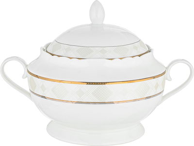 Al Saif Gallery Gold Engraved Porcelain Dinner Set, 65 Pieces, Round - White product image 2
