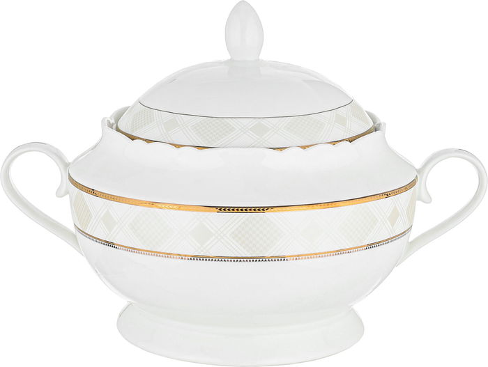 Al Saif Gallery Gold Engraved Porcelain Dinner Set, 65 Pieces, Round - White product image 2