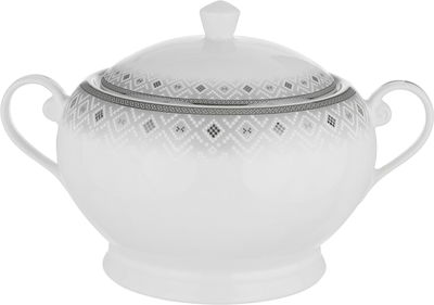 Alsaif gallery Porcelain Dinner Set, 65 Pieces, Round Shape, Beige-White Engraving product image 12