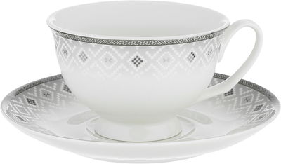 Alsaif gallery Porcelain Dinner Set, 65 Pieces, Round Shape, Beige-White Engraving product image 4